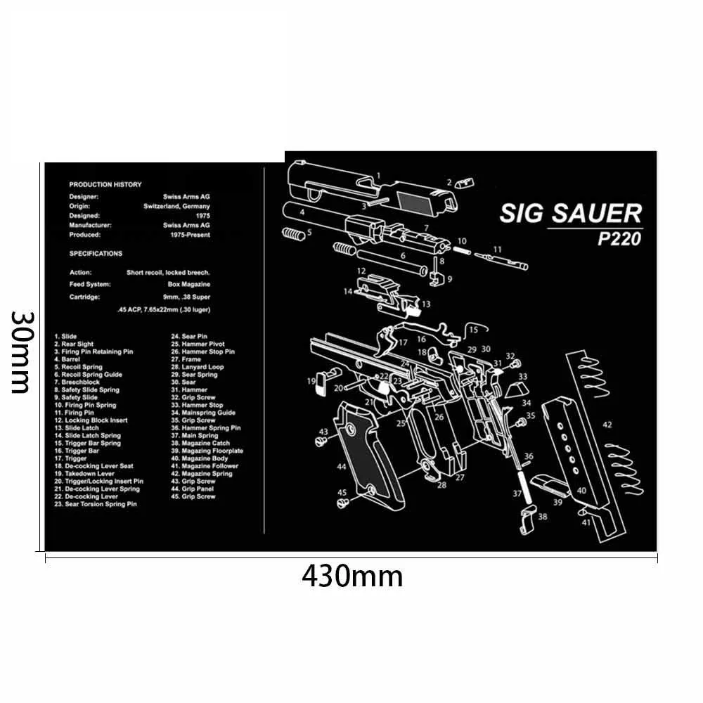 AR15 AK47 пистолет резиновые перчатки для уборки коврик с Запчасти схема и инструкции оружейников коврик для верстака Мышь коврик для Glock SIG P226 P229