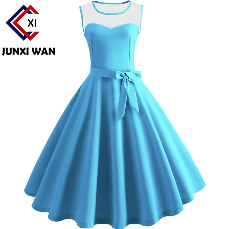 

Mesh Patchwork Red Women Summer Dress Sexy Party Midi Dresses Vintage Retro Rockabilly Robe Femme Clothing Elegant Tunic Belt