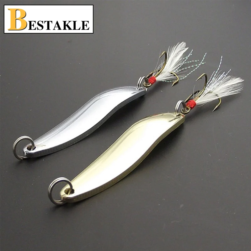 High Quality Metal Fishing Bait Feather Spoon Sequins Classic Spoon