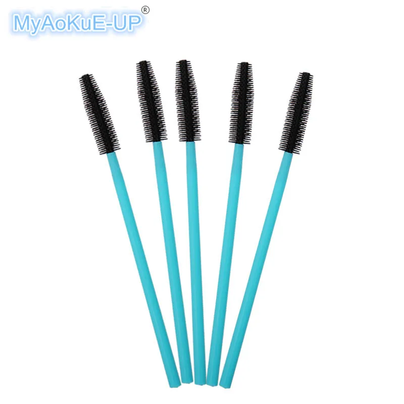 50pcs One-off Silicone Mascara Wands Applicator Disposable Eyelash Brushes Towel Shape Makeup Brush For Eyelash Extension - Handle Color: Blue black