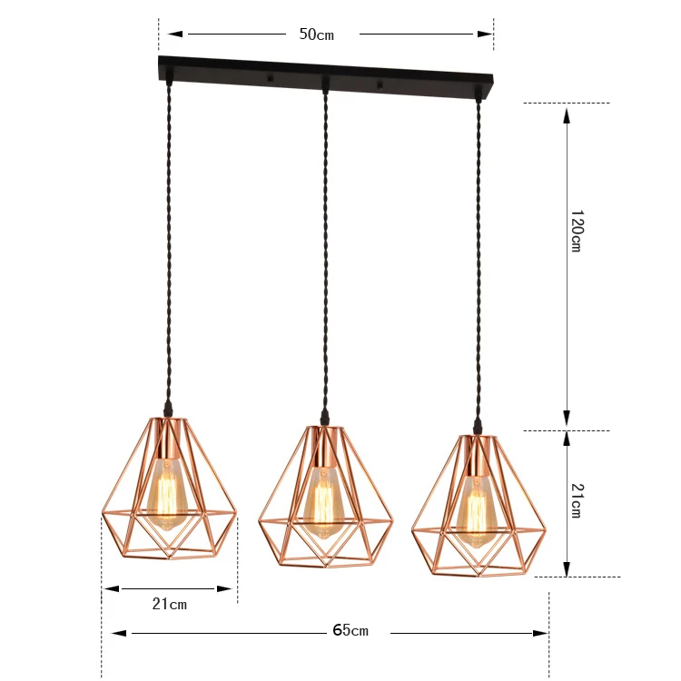 Современный подвесной светильник с металлическим каркасом, винтажный подвесной светильник из розового золота для ресторана, гостиной