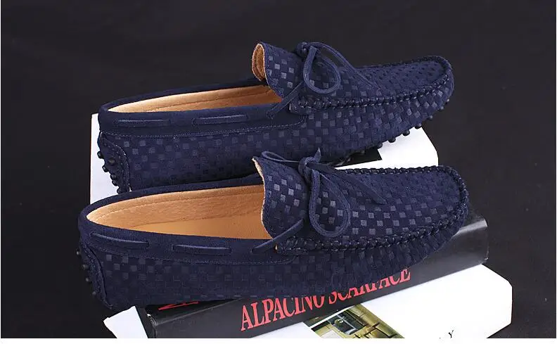 Men's Casual Suede Handmade Velvet Loafers Breathable Leather Driving Shoes Slip-on Boat Shoes Fashion Moccasins Men's Flat Shoe (5)