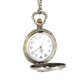 

80cm Chain Length Vintage Horse Hollow /Carved Quartz Pocket Watch Clock Fob With Chain Pendant Necklace Gifts LL@17