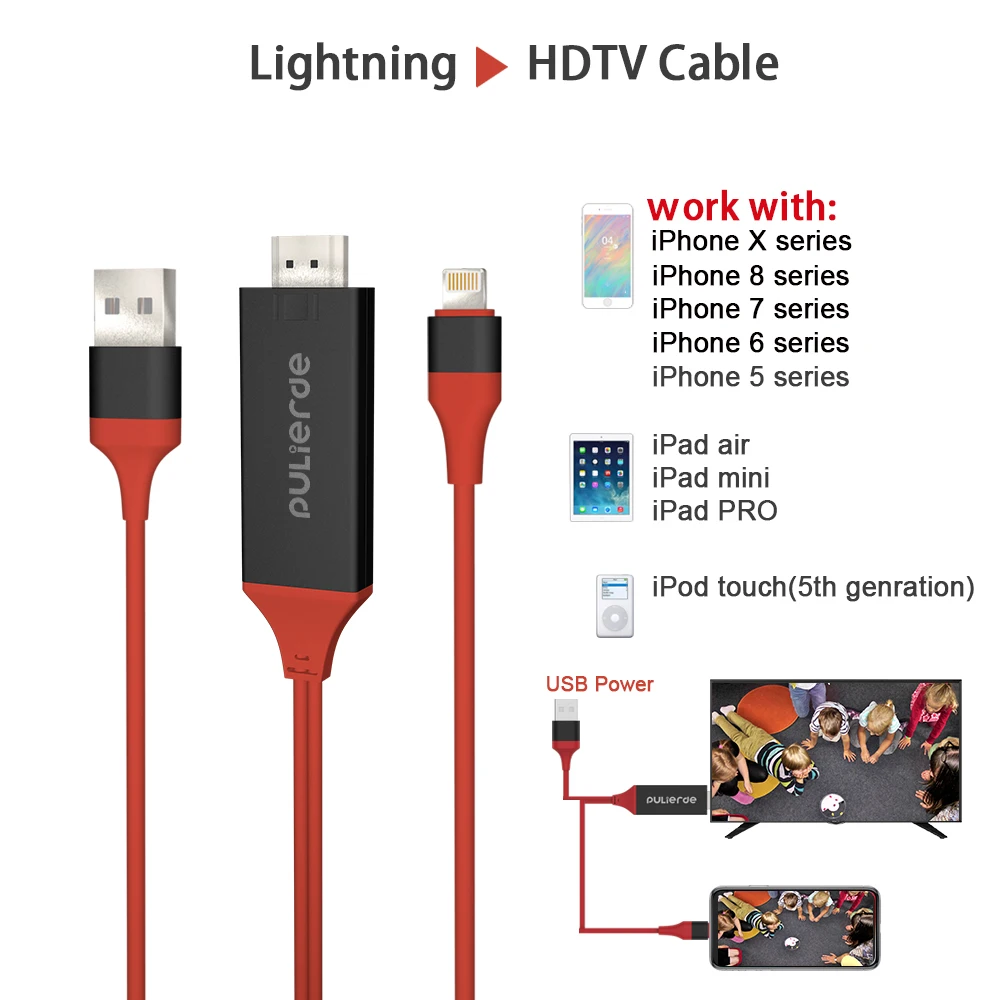 Поликлида 2 м 8 Pin к HDMI кабель адаптер 1080P HDTV цифровой для iOS 10 11 iPhone X 5 SE 6S 7 Plus iPad Air Pro