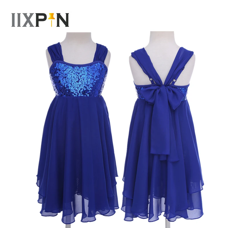 IIXPIN Girls Chiffon Ballet Dress Dance Wear Sequins Adjustable Shoulder Straps Gymnastics Leotard For | Тематическая одежда и
