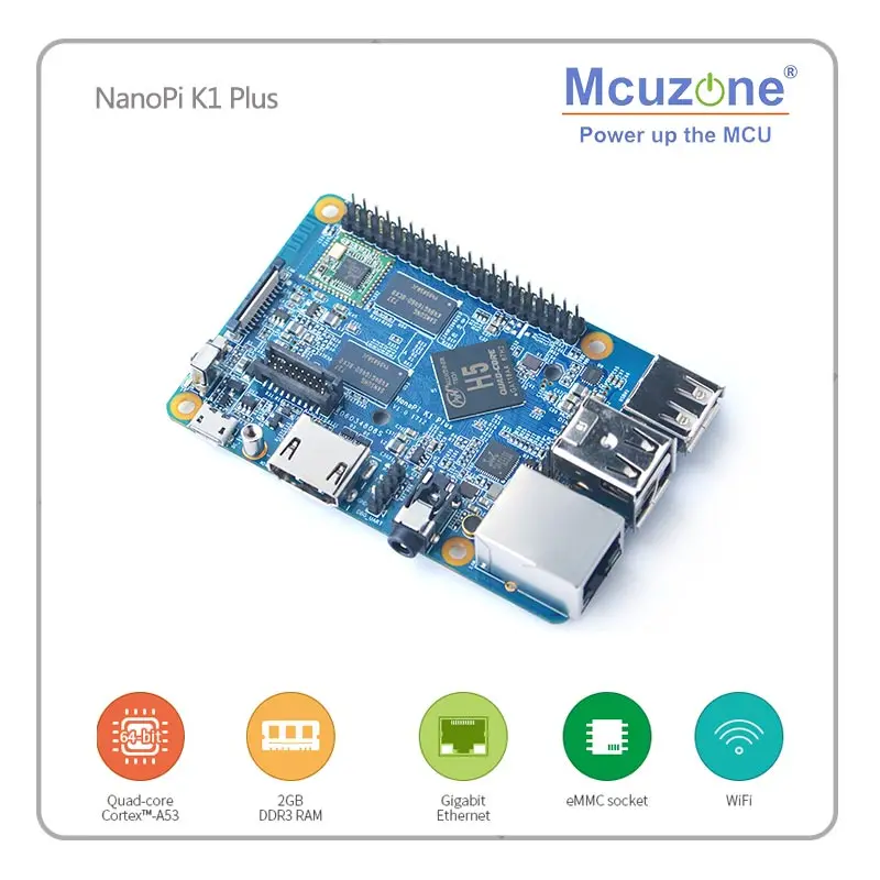 

FriendlyARM NanoPi K1 Plus Allwinner H5, Quad-core 64-bit A53 Mali450 2GB DDR3 RAM WIFI HDMI RTL8211E Gigabit Ethernet