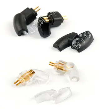 

Areyourshop Earphone Pins Plug 90 Degree Gold Plated Headphone Plugs For W4r UM3X UM3RC ue11 ue18 JH13 JH16 Cable Black Clear