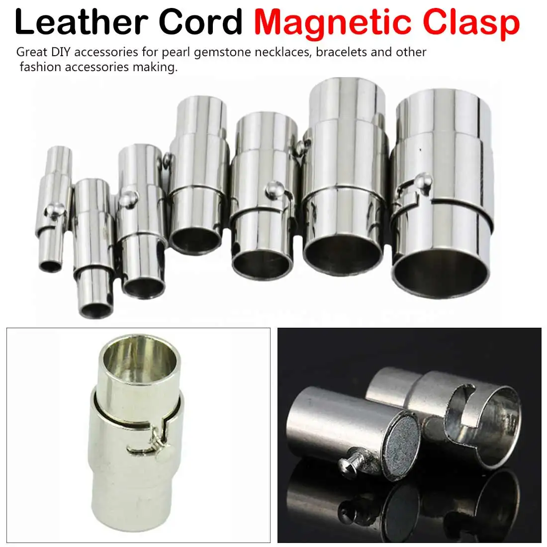 

For Bracelet Necklace Making Clasp With Locking Mechanism Leather Cord End Cap metal Magnetic Connector Light weight