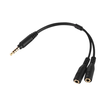 

3.5mm Microphone Adapter Cable Audio Stereo Mic Converter Cord Two 3-Pole TRS Female for iPad iPhone Samsung Huawei Smartphone