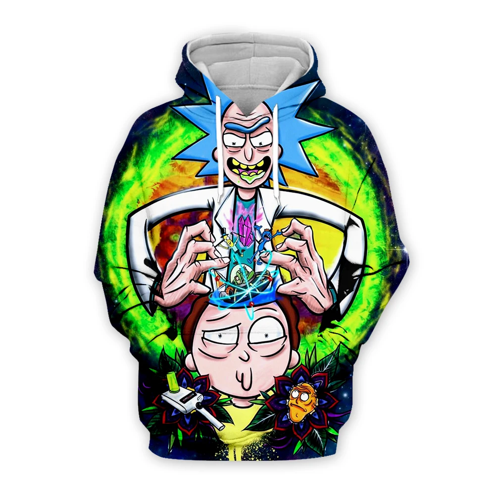 

New Galaxy 3D Sweatshirts Hip Hop Men/Women Hat Funny Print Rick and Morty 3d hoodies Crazy Scientist zipper Hooded Hoody Tops