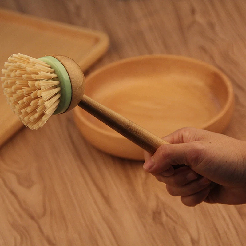 1Pc Bamboo Handle All Purpose Scrub Dishwasher Dish Brush Multifunction Kitchen Cleaning Tools