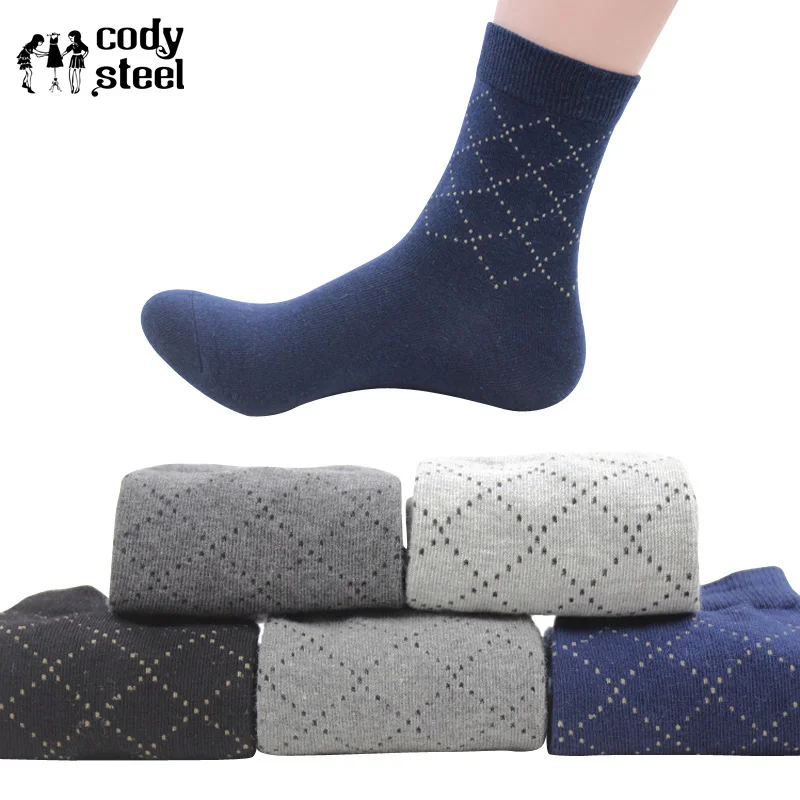 

Cody Steel Men Socks Cotton Brand Casual Dotted Line Diamond Male Socks Fashion Business Man Colorful Socks 5pairs/lot