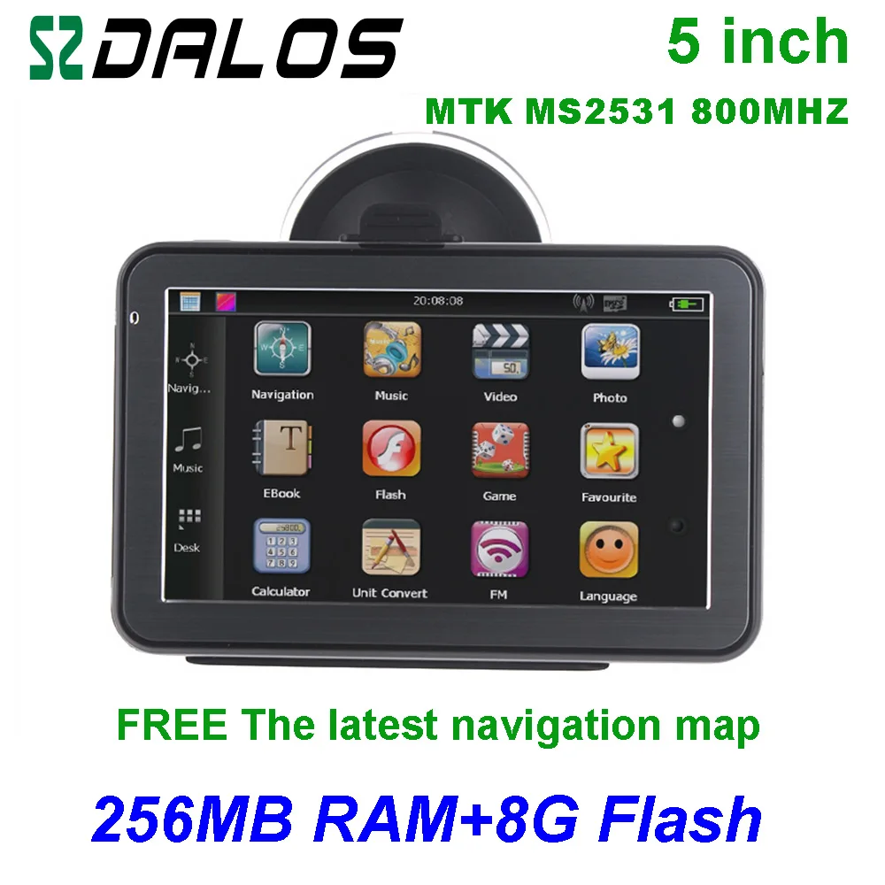 Высококачественная 5 дюймовая gps навигация с 8G 256 ram Бесплатная карта для всех
