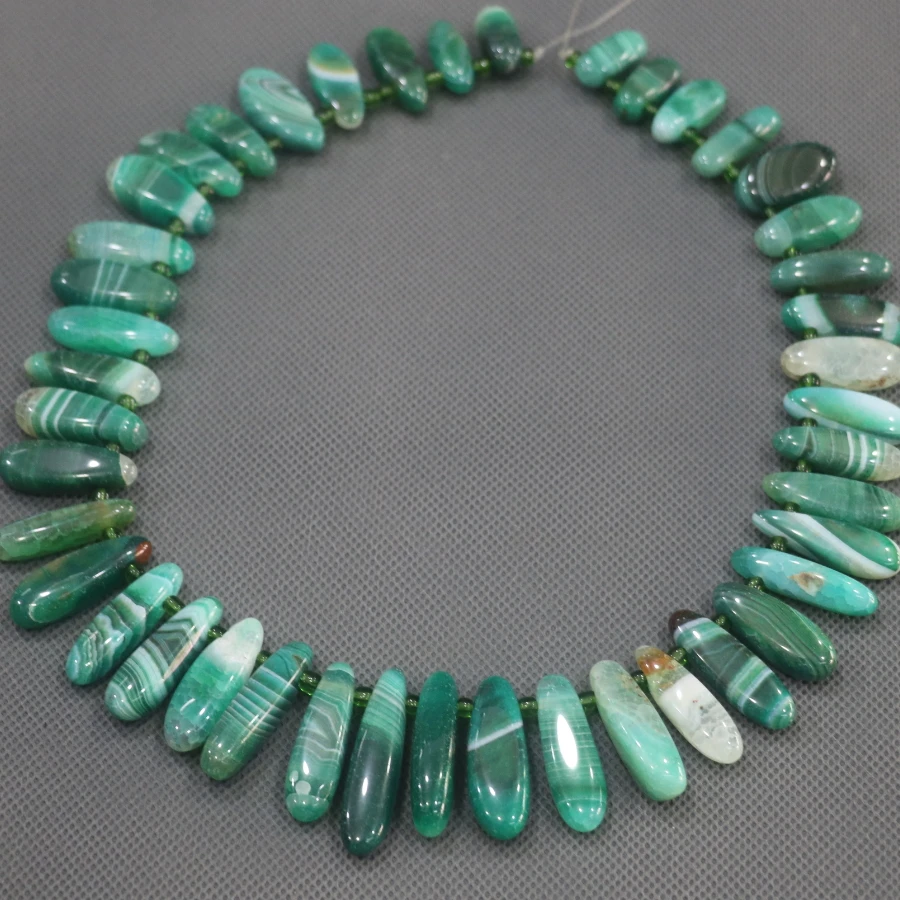8*15mm 38pcs Green Stone Point Pendant Beaded Natural Druzy Faceted Beads Gems Connector 15.5inch Strand | Украшения и аксессуары