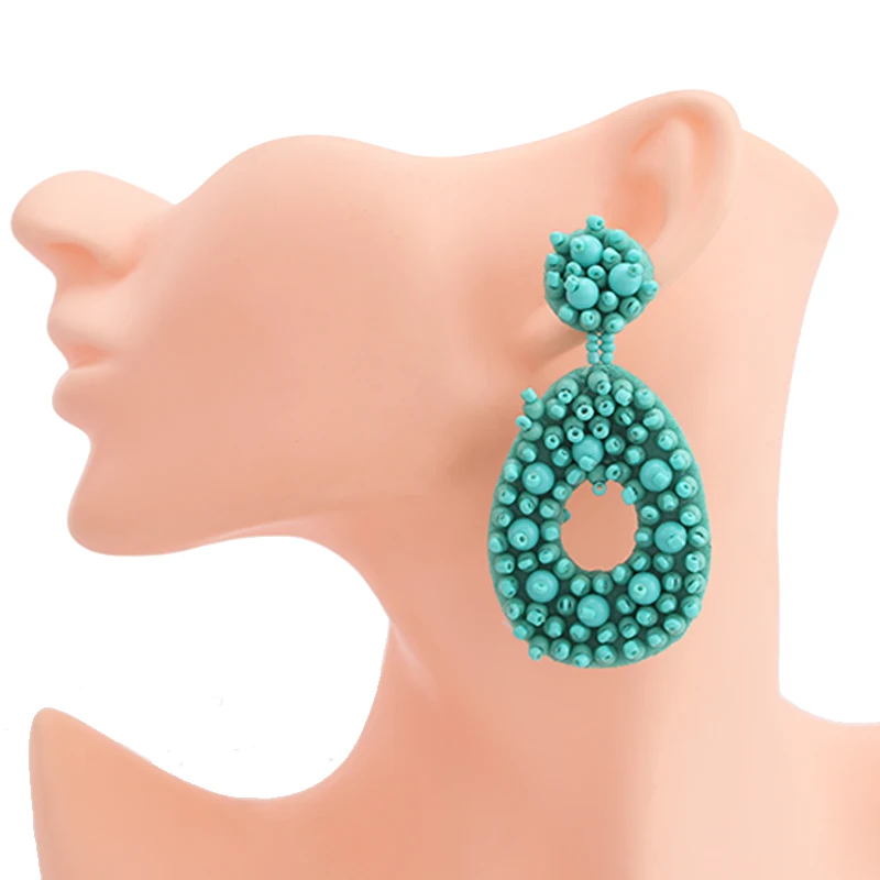 Boho Fashion Beads Drop Earrings For Women Colorful Dangle Statement Earrings Jewelry Christmas Gifts Wholesale oorbellen women earrings