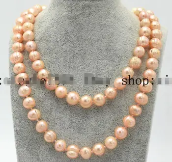 

Beautiful Made Hand Natural 10-11mm Pink Fresh Water Pearl Necklace 34inch AAA++