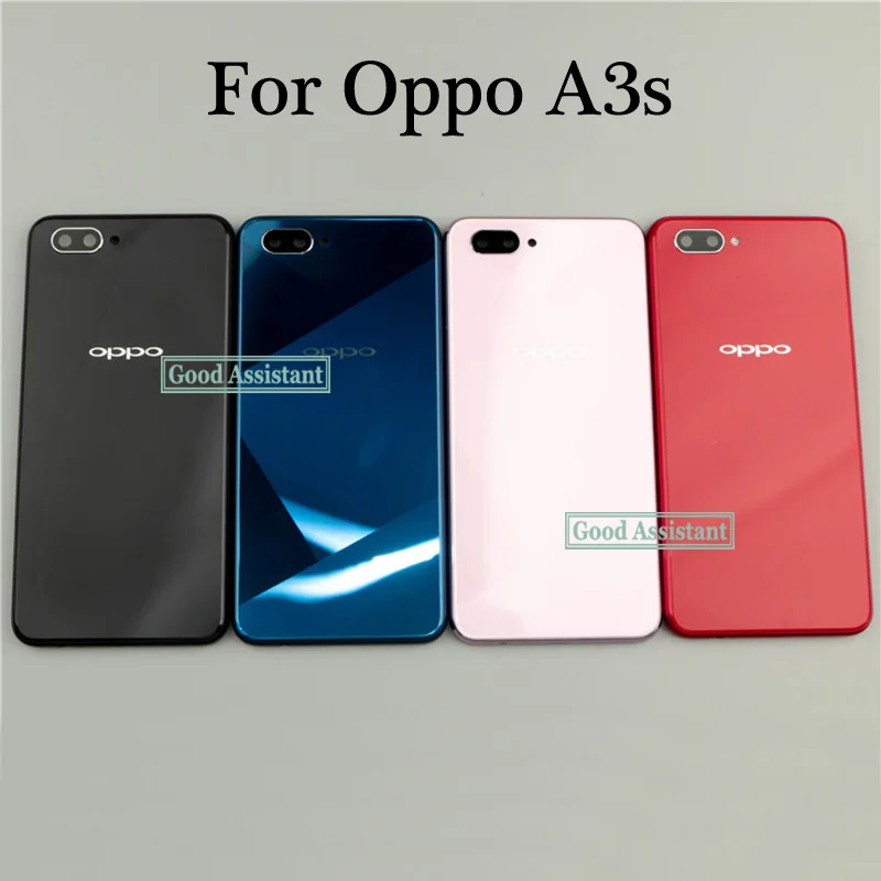 Розовый/красный/синий/черный 6,2 дюймов для Oppo A3s задняя крышка батарейного отсека Корпус задняя часть стекла