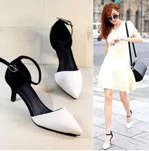 Pointed Toe Women Sandals 2015 Fashion Priness Medium Heel Sandals Ladies Vintage Dress Shoes Pumps sapatos feminino