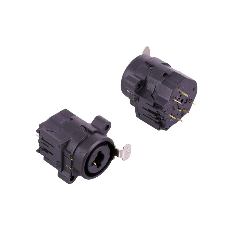 

High quality 7Pin Straight XLR Connector Dual Functions 3Pin XLR Female Jack Socket Panel Mount+Jack 6.35mm Female Powercon