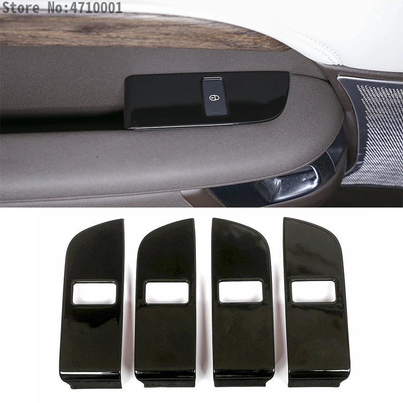 

4pcs Gloss Black ABS Chrome Child Safety Door Lock Switch Panel Cover Trim For Land Rover Discovery 5 LR5 L462 2017 2018