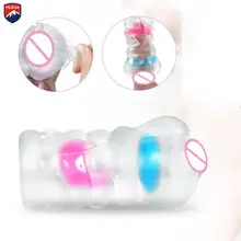 MLSice Double Cock Rings Masturbator Pocket Pussy Crystal Clear Vagina Masturbating Transparent Men Masturbation Stroker Sexy