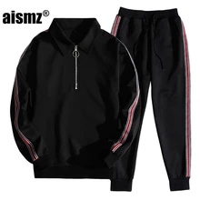 Aismz мужской костюм весна осень зима мужская спортивная одежда повседневная толстовка модная верхняя одежда костюм чистый цвет куртки наборы