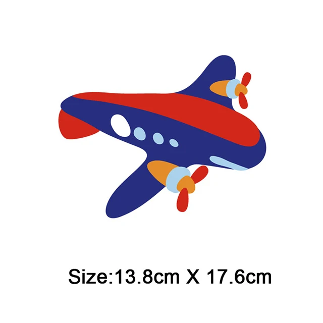 Детские Мультяшные наклейки в виде экскаватора для одежды, Забавный корабль, железные нашивки для толстовки, динозавр, самолет, машина, аксессуары для одежды diy - Цвет: plane