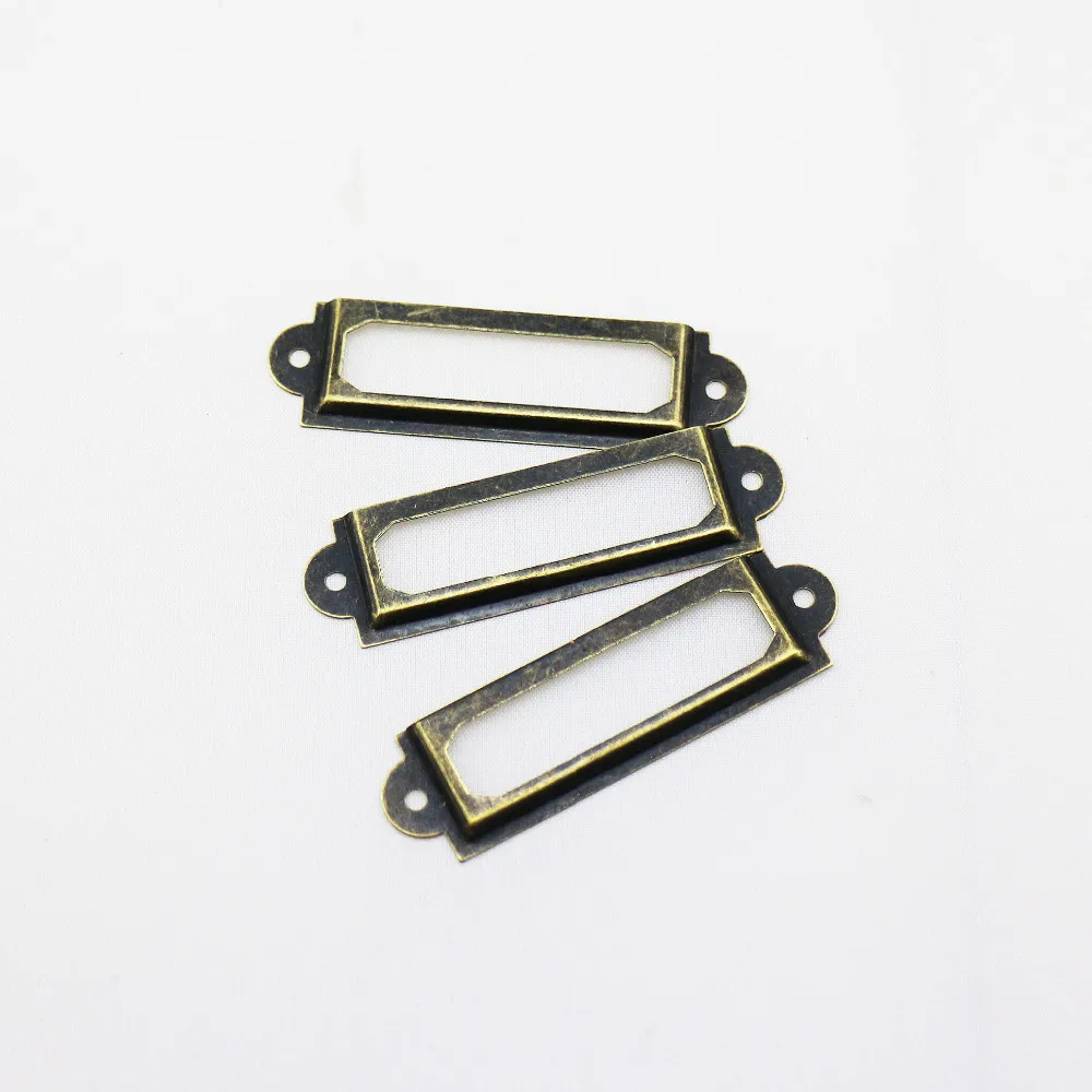 100Pcs Antique bronze color Iron Label Frame Card Holder scrapbook photo album accessories 60x17mm with brads