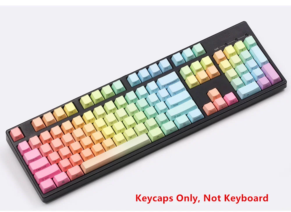 

87/104 Keys Rainbow PBT Keycap Side Printed Keycaps OEM ANSI Key Cap for Cherry MX Mechanical Gaming Keyboard + Keycap Puller