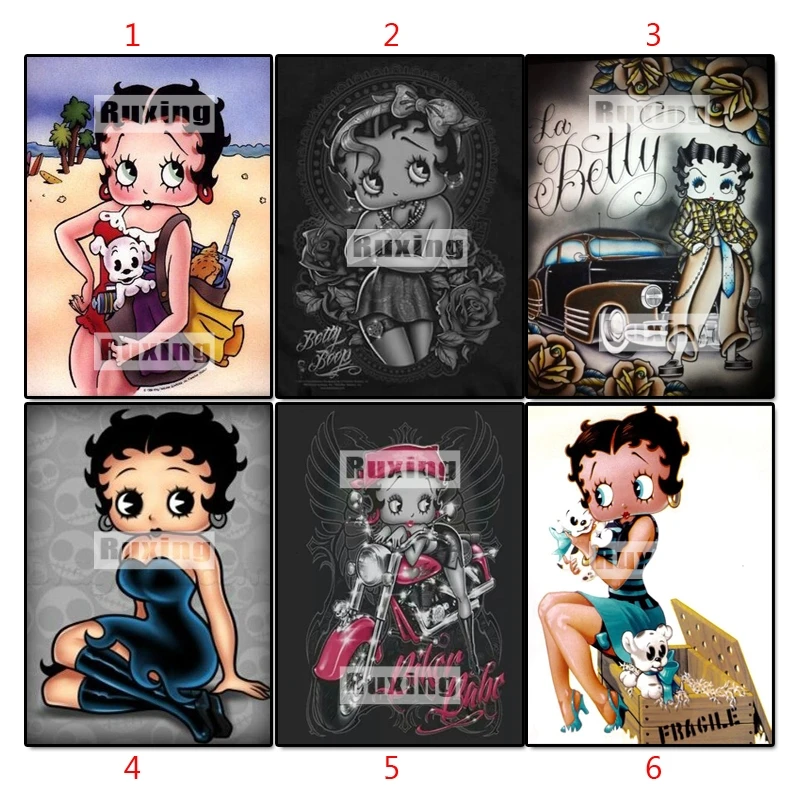 5D DIY Алмазная вышивка Betty Boop мультфильм Алмазная картина вышивка крестиком полное Винтажное кольцо мозаика украшение дома