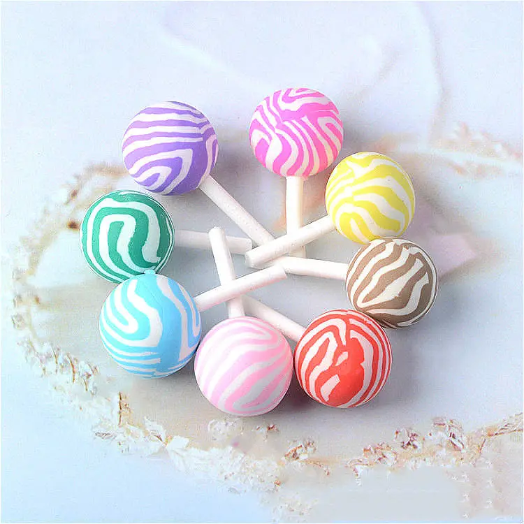 

4pcs Polymer Clay Artificial Lollipop Simulation Food Rainbow Candy DIY Parts Clay Crafts For Chirdren's Day Party Decoration
