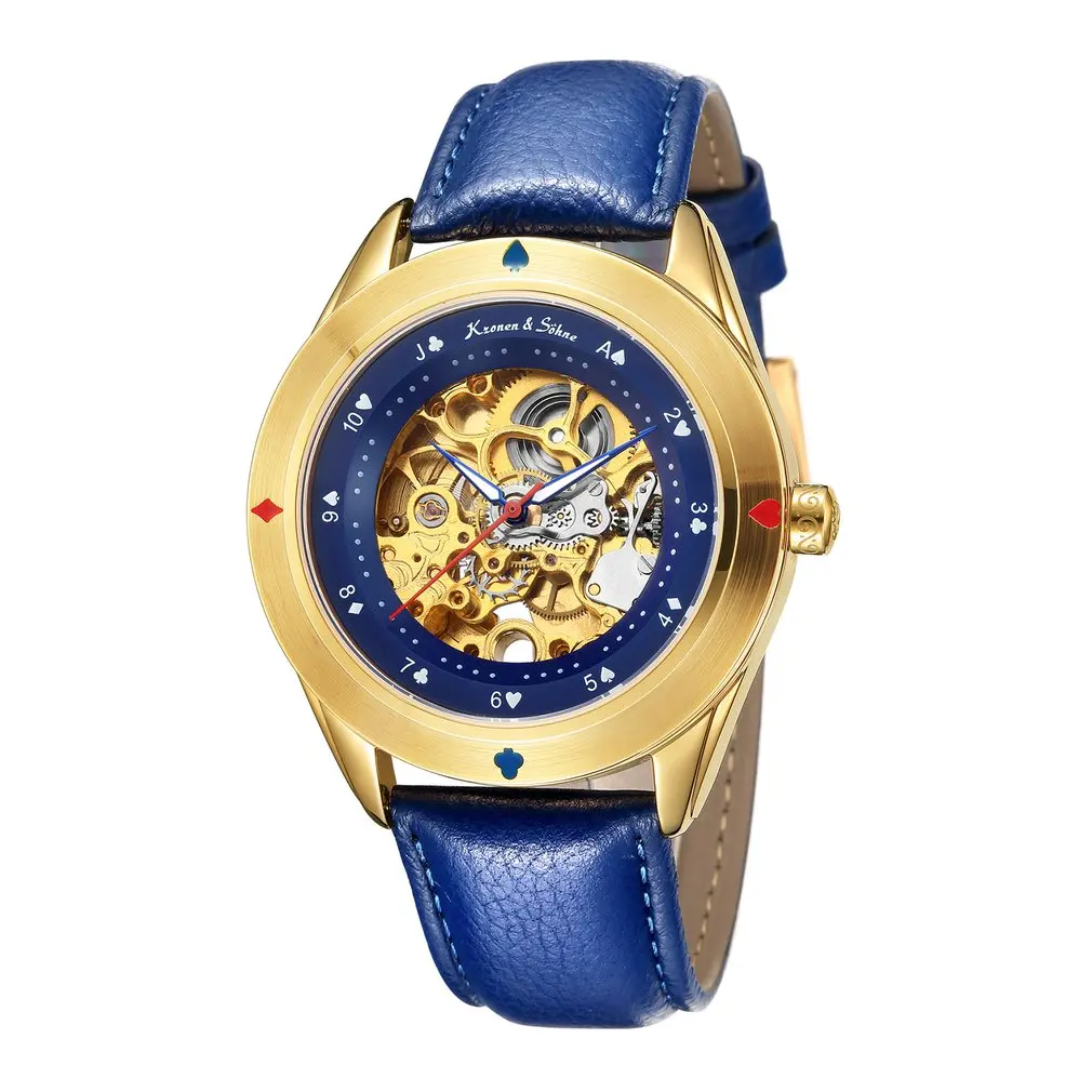 

Creative Hollow Mechanical Watch Stainless Steel Case Leather Strap Exquisite Fashion Women Men Wrist Watch HOT SALE