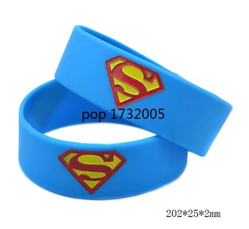 

Free Shipping 20 pcs Superman Wristband Silicone Promotion Gift Filled In Color Bracelet HH-1