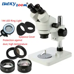 Профессиональный 3.5X-90X микроскоп бинокулярный стерео пайки микроскоп ремонт телефона Microscopio 144 светодиодный источник света Mikroskop