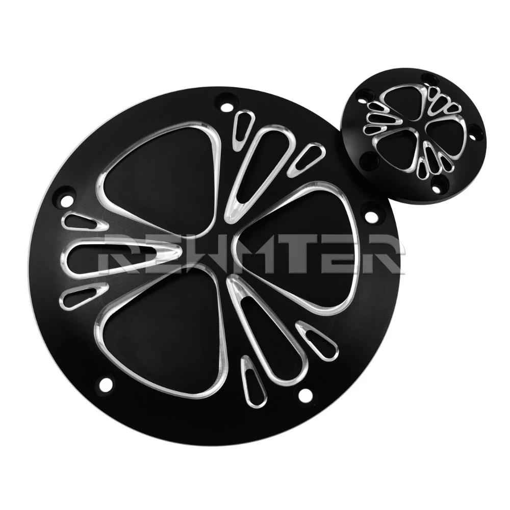  Motorcycle Black CNC Bullet Hole Cam Derby Timer Cover 5 Holes For Harley Touring Road King Softail