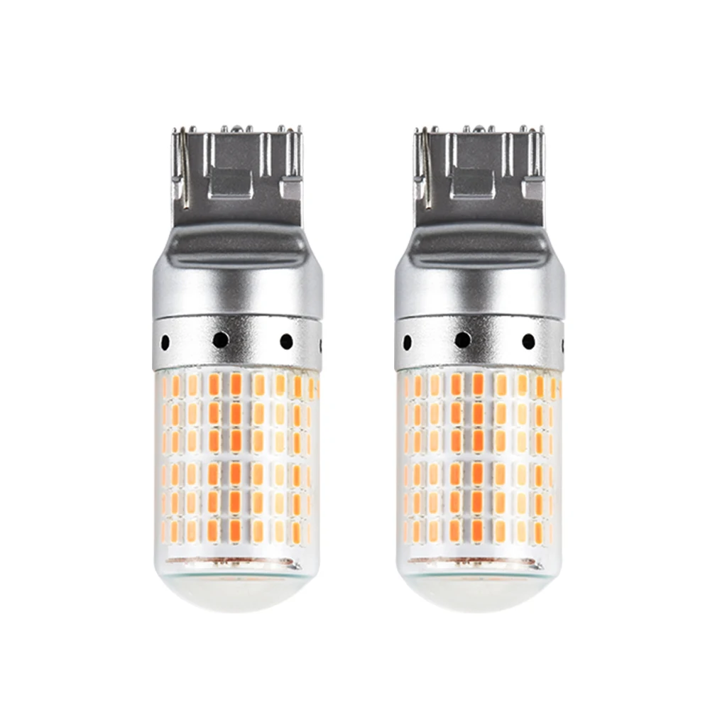 Светодиодная лампа янтарного цвета S25 T20 7440 W21W 144 smd 1156 BA15S P21W PY21W CanBus без ошибок