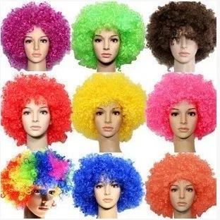 

Soccer Fans football Colorful hair coser Wig Wild-curl up Tuba Ball Blast Head Clown hilarit Party headwearing