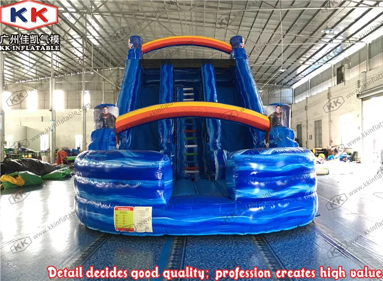 

Custom Wave Dual Lane Inflatable Curve Dry Slide With bouncer land