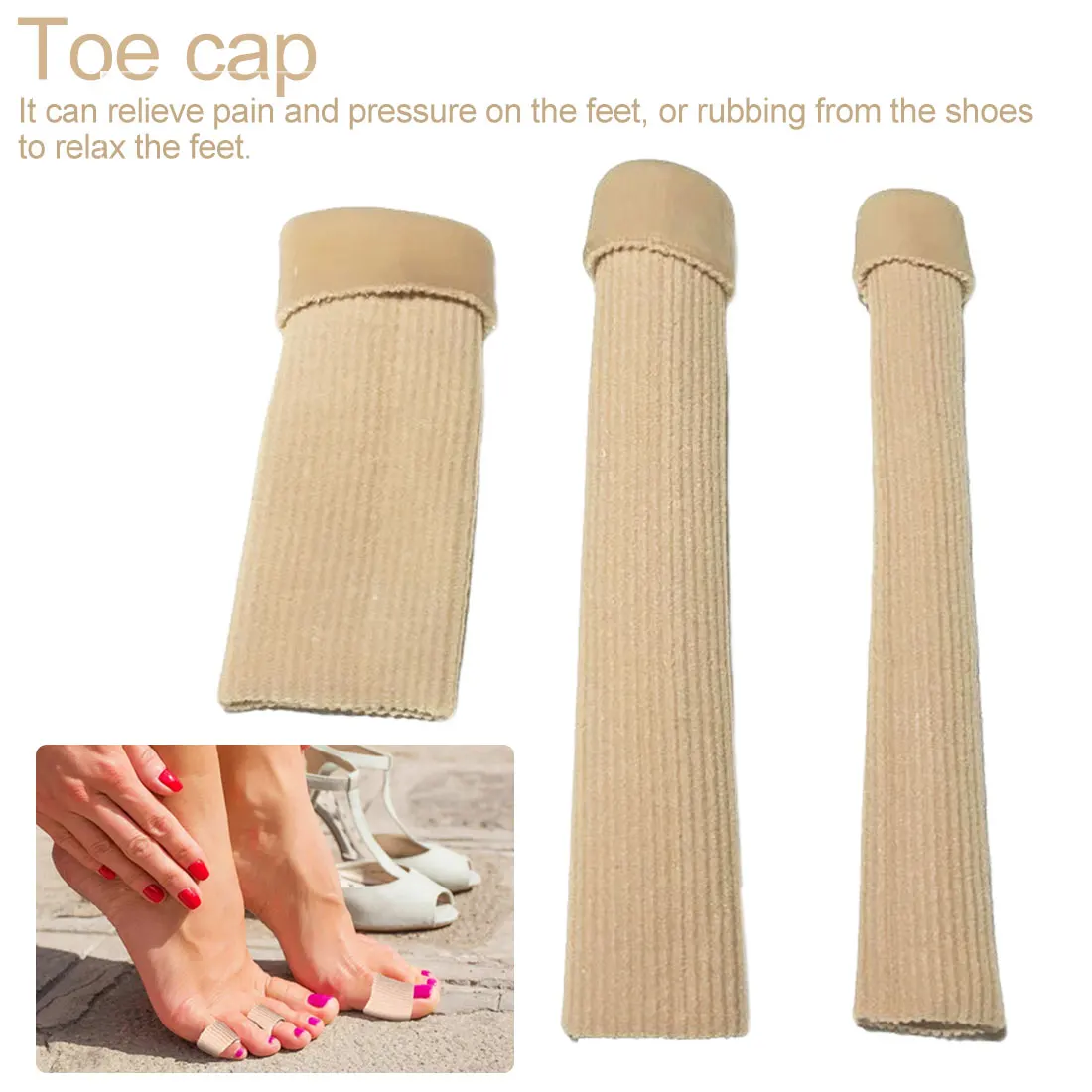 

1Pcs Ribbed Fabric Gel Tube Sleeves Cap Cover for Hammer Toe Claw Blister Corns Fingers Seporate Protector Foot Care