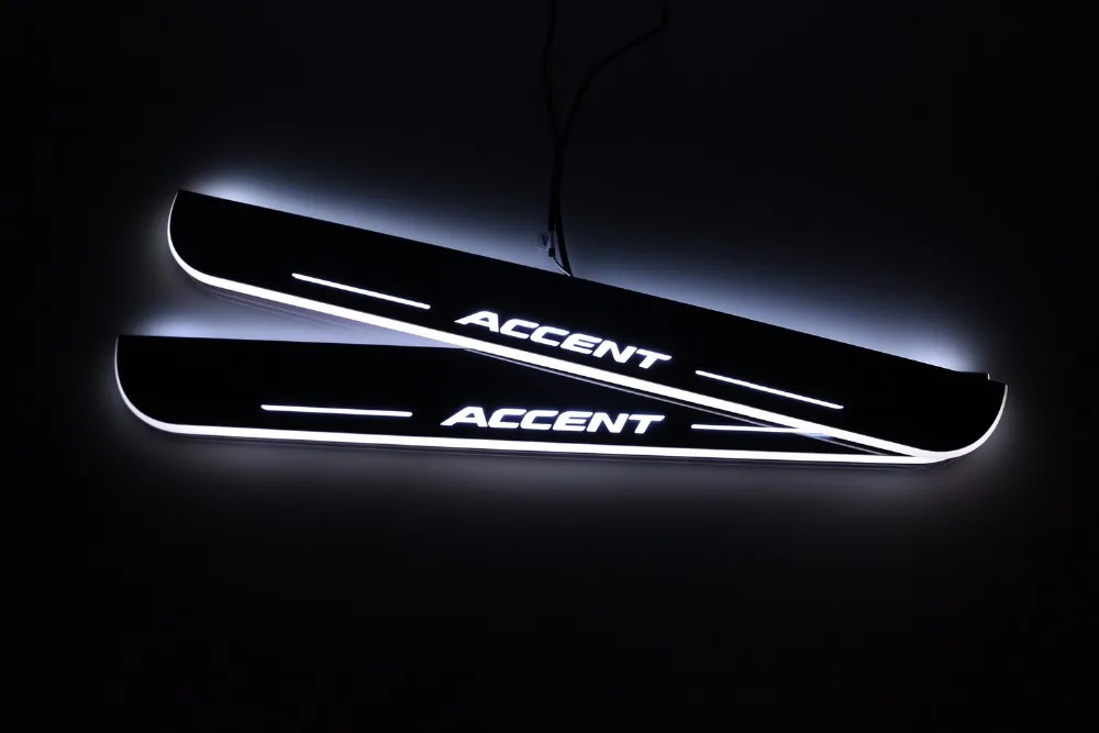 RQXR led движущиеся двери потертости для hyundai accent динамический порог пластина плоский накладной поток/фиксированный свет, 2 шт