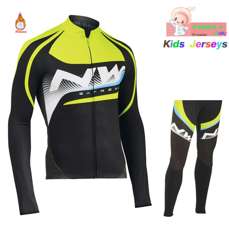 Детская зимняя одежда для велоспорта, детская одежда для велоспорта,, профессиональная команда, NW, флисовая одежда для велоспорта, MTB, для мальчиков, с длинным рукавом, комплект для велоспорта - Color: 1