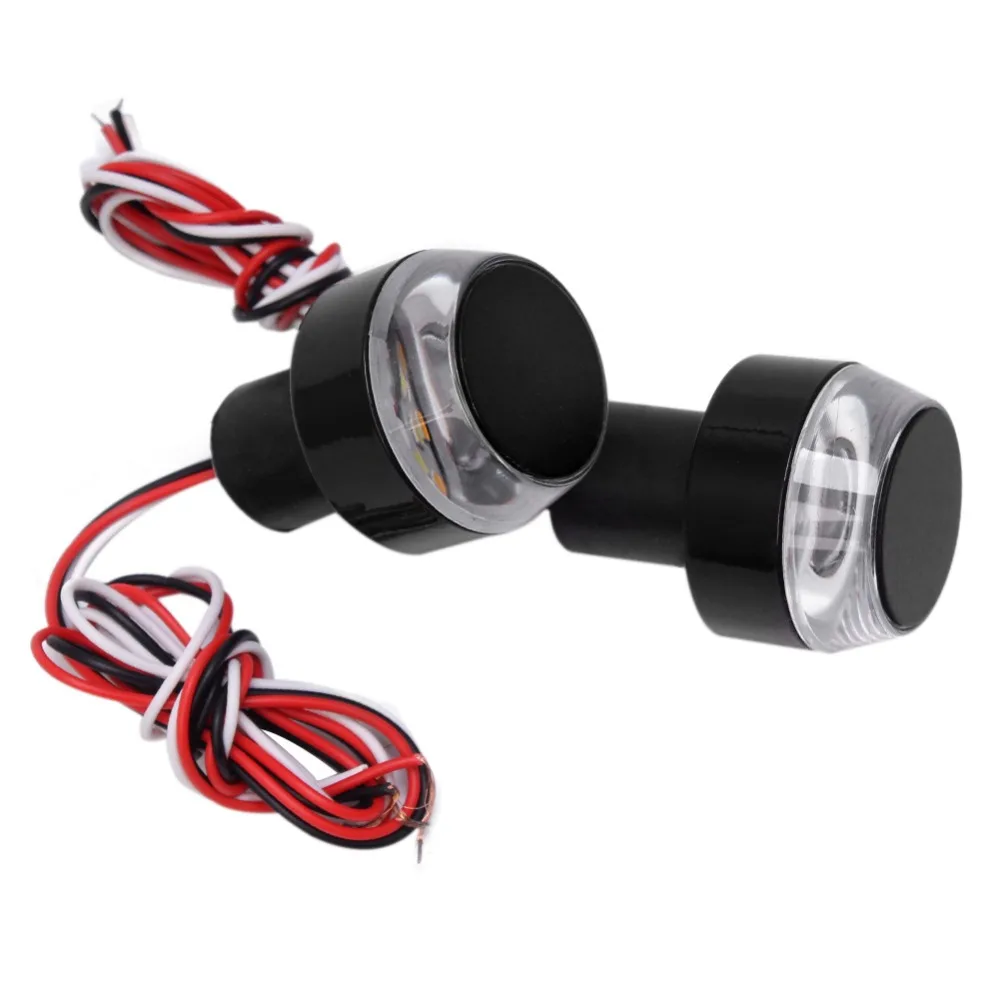 

1pair Yellow white LED Motorcycle Handlebar End Turn Signal 22mm Universal Indicator Flasher Handle Bar Blinker Side Marker Lamp