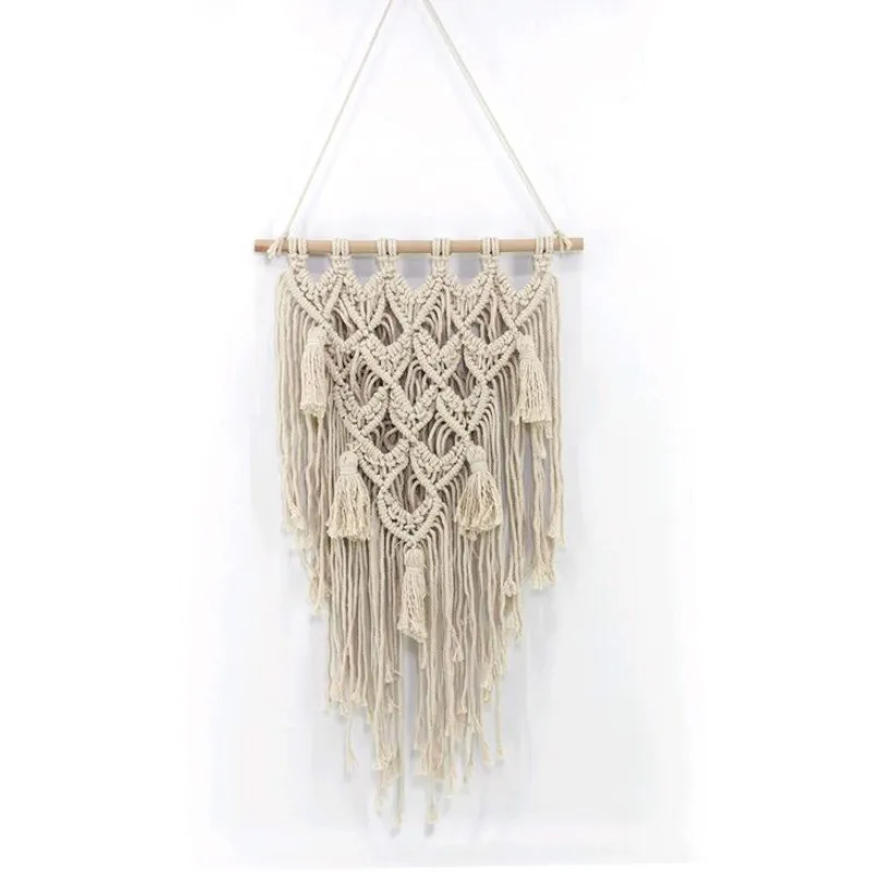 

Bohemian Hand Knotted Macrame Wall Art Handmade Cotton Wall Hanging Tapestry Wedding Decoration 18093010