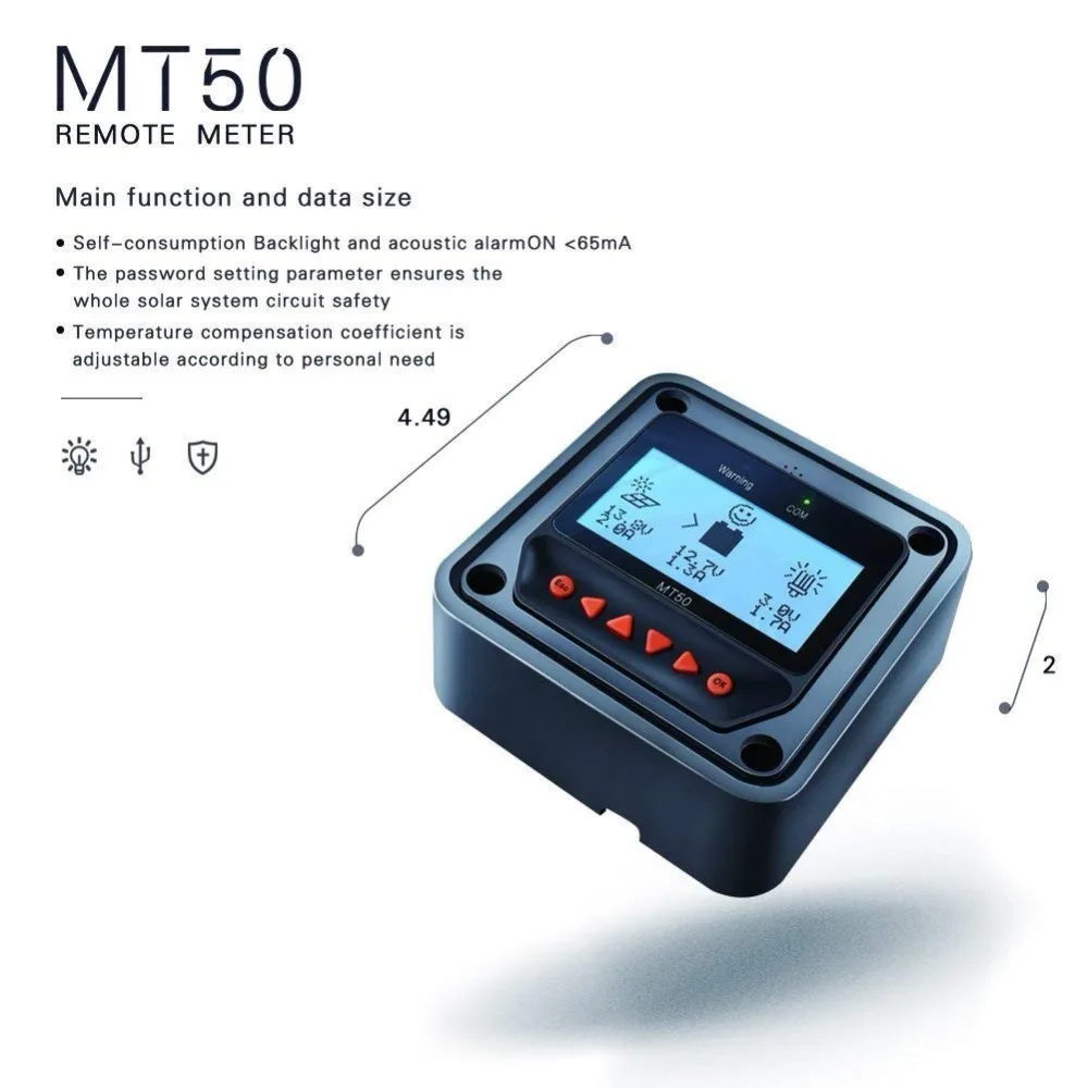 Controlador de Carga Apto para Bateria de Lítio Negativo à Terra Epever Mppt Solar 12 v - 24 Medidor Remoto Automático Mt50 Lcd 10a 20a 30a 40a 11 Renovação da Casa