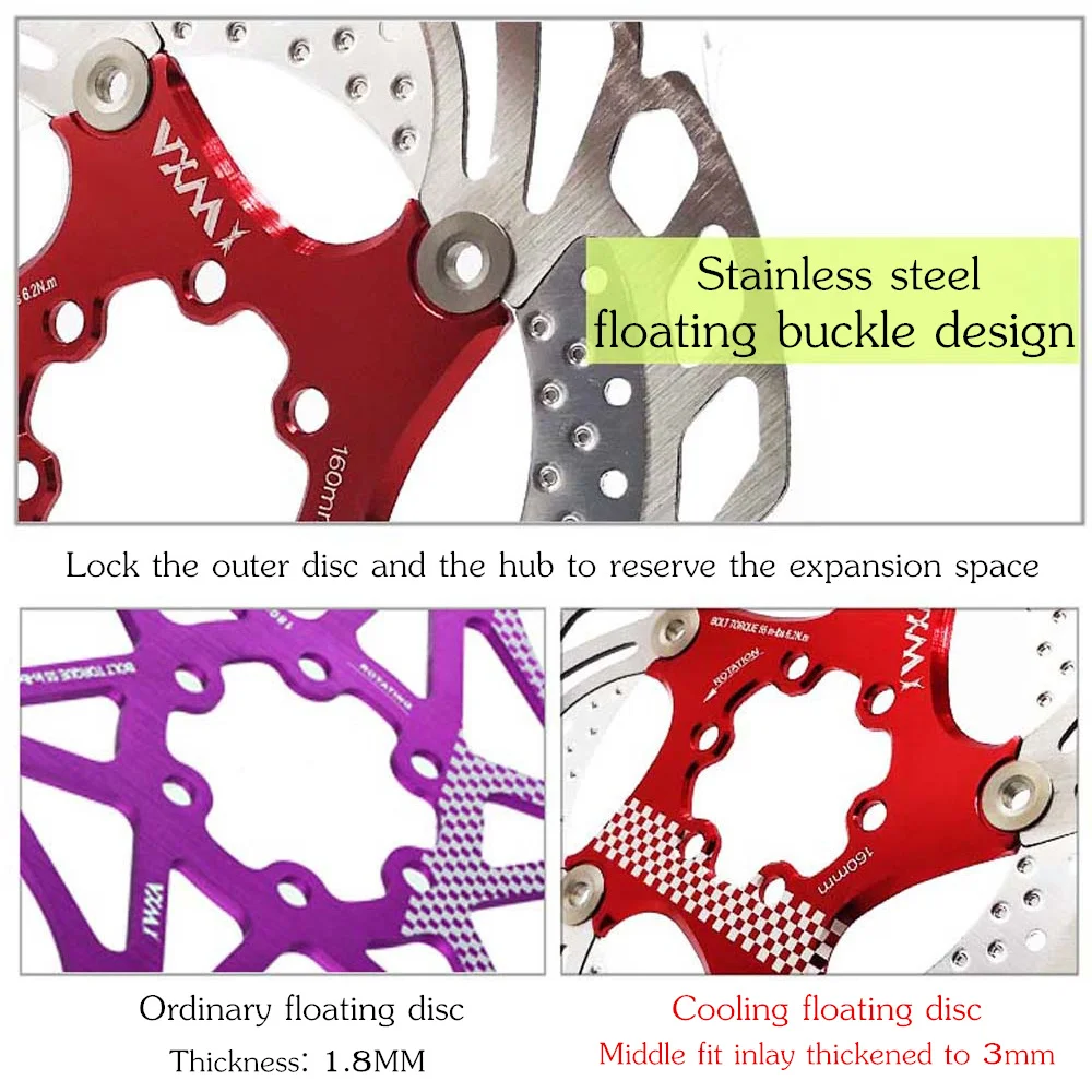 VXM Велосипедный тормозной охлаждающий диск плавающий ледяной ротор для MTB шоссейного велосипеда 203 мм 180 мм 160 мм 140 мм охлаждающие тормозные роторы детали велосипеда