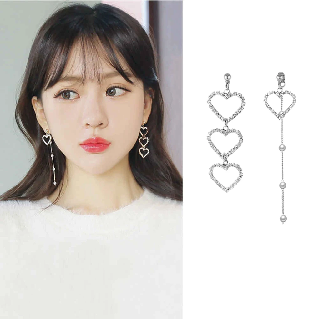

1 Pair Sweet Girl Heart Shape Earrings Women Simple Alloy Irregular Ear Studs Vintage Casual Ear
