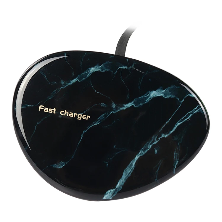 Lewoer Qi Беспроводное зарядное устройство для iPhone Xs Max X 8 10 Вт быстрая Беспроводная зарядная панель для samsung S10 S9 Xiaomi mi 9 mi X 3 - Цвет: Black marble