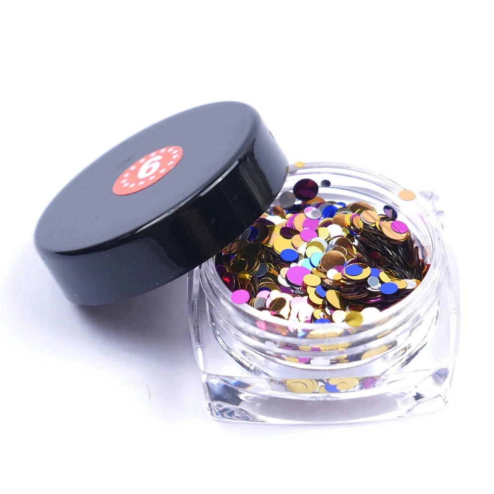 

5 Colors 1g /Box Nail Art Glitter Round Shapes Confetti Sequins Acrylic Tips Uv Gel B Style Nail Art Metal Wheel Rhinestones