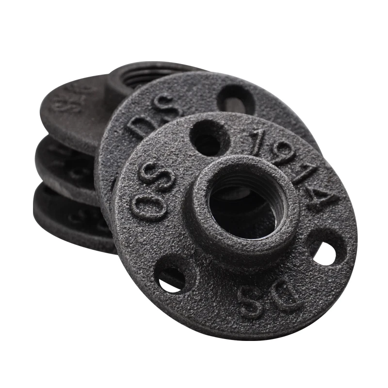 

G1/2" DN15 malleable Iron Cast Wall Mount Antique black Floor Flange Base Bracket Tube Pipe Loft Industrial Style 4PCS/LOT