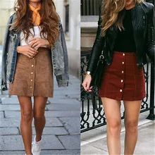 Women Casual Skirts High Waist Lace Up Suede Leather Pocket Mini Skirt A-Line 90's Vintage Short Skirt With Button Women Casual Skirts High Waist Lace Up Suede Leather Pocket Mini Skirt A-Line 90's Vintage Short Skirt With Button